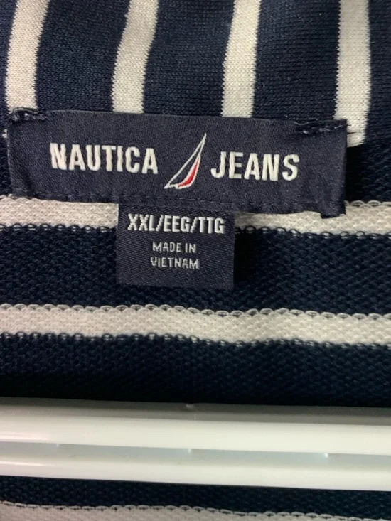 NAUTICA JEANS Blue White Tiered Collar Nautical Midi Dress Size XXL - Picture 10 of 10